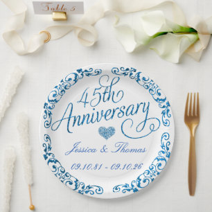 45e Jubileum van het Sapphire Wedding Papieren Bordje