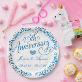 45e Jubileum van het Sapphire Wedding Papieren Bordje (Feest)