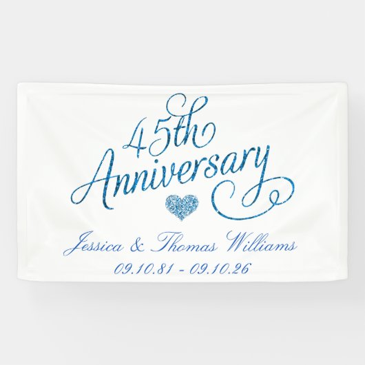 45e Jubileum van het Sapphire Wedding Spandoek (Horizontaal)