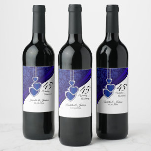 45e Jubileum van het Sapphire Wedding Wijn Etiket