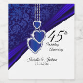 45e Jubileum van het Sapphire Wedding Wijn Etiket (Enkel label)