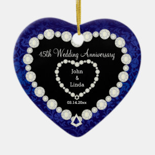 45e Jubileum voor bruiloft Keramisch Ornament