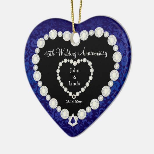 45e Jubileum voor bruiloft Keramisch Ornament (Links)