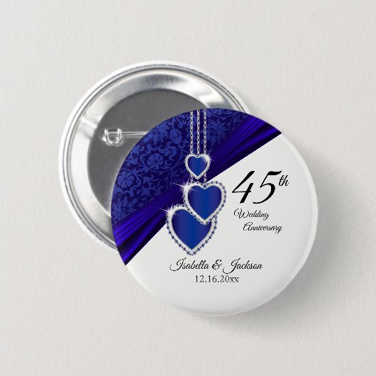 45e Jubileum voor bruiloft Ronde Button 5,7 Cm (Voorkant /achterkant)