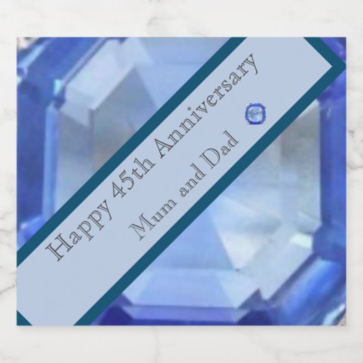 45e Jubileum voor bruiloft Sparkling Wijnetiket (Enkel label)