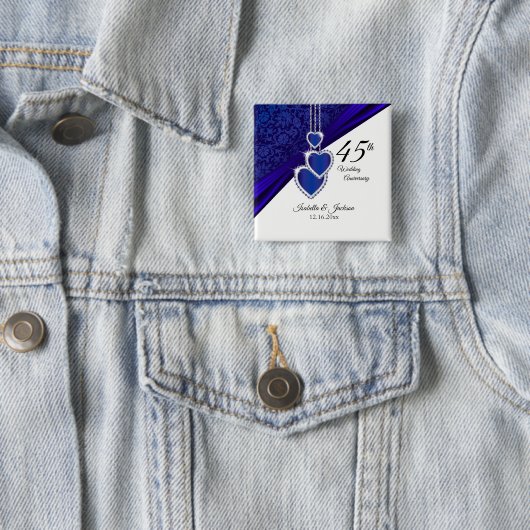 45e Jubileum voor bruiloft Vierkante Button 5,1 Cm (In situ)