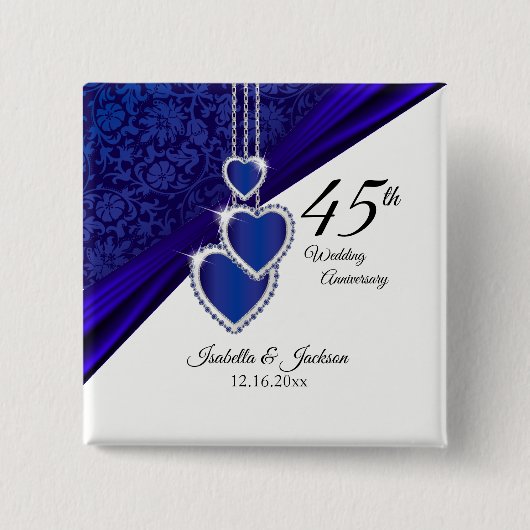 45e Jubileum voor bruiloft Vierkante Button 5,1 Cm (Voorkant)