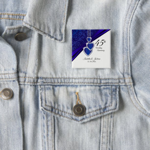 45e Jubileum voor bruiloft Vierkante Button 5,1 Cm