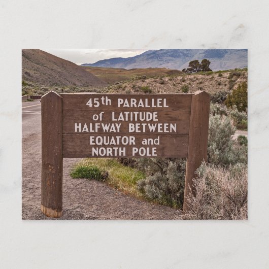 45e parallelle aanmelding in Gardiner, Montana Briefkaart (Voorkant)