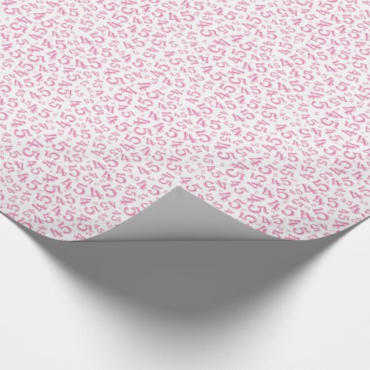 45e roze/witte verjaardag Random Number 45 Patroon Cadeaupapier (Hoek)