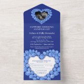 45e saffier bruiloft foto blauw all in one uitnodiging (Binnen)