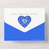 45e saffier bruiloft hart blauw foto all in one uitnodiging (Achterkant)