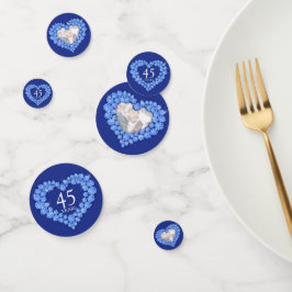 45e saffier bruiloft jubileum hart foto blauw confetti
