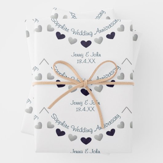 45e saffier bruiloft jubileum man & vrouw inpakpapier vel (In situ)