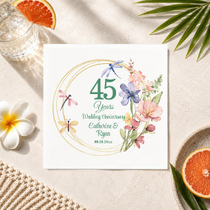45e saffier bruiloftjubileum gouden lijst servet