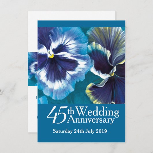 45e saffier huwelijksfeest uitnodiging blauw (Voorkant / Achterkant)