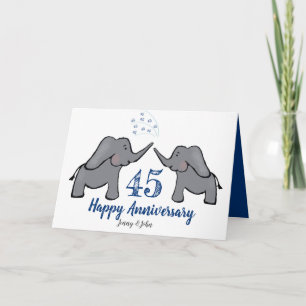 45e saffier huwelijksverjaardag schattige olifant kaart