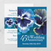 45e saffier huwijtsfeest uitnodiging blauw (Voorkant / Achterkant)