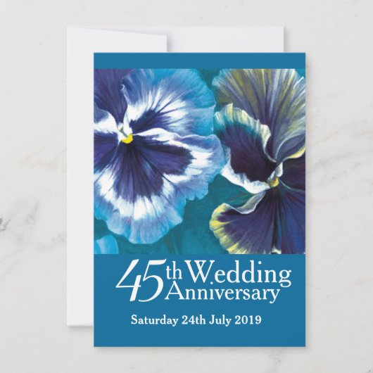 45e saffier huwijtsfeest uitnodiging blauw (Voorkant)