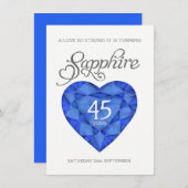 45e saffier trouw sterke hart waterverf blauw kaart (Voorkant / Achterkant)