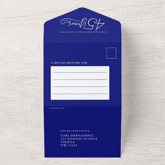 45e saffierbruiloft verjaardagsmaaltijd RSVP foto All In One Uitnodiging (Buitenkant)