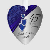 45e Saffieren Bruiloftsjubileum Aandenken Ornament (voorkant)