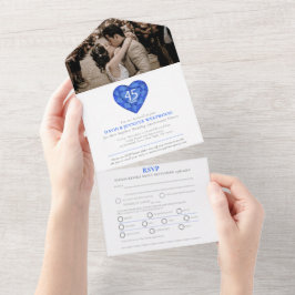 45e saffieren huwelijksjubileum hart blauw foto all in one uitnodiging