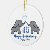 45e saffierolifantenverjaardag keramisch ornament (Links)