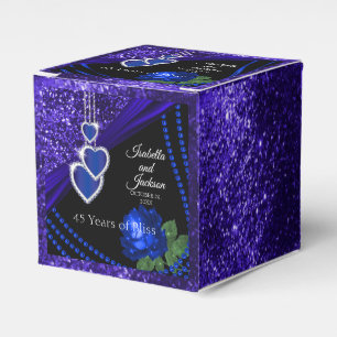 45e Sapphire Blauw Glitter en Roze Jubileum Bedankdoosjes