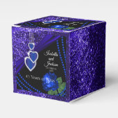 45e Sapphire Blue Glitter en Roos Jubileum Bedankdoosjes (Voorkant Zijde)