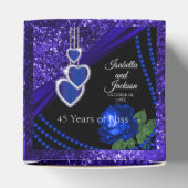 45e Sapphire Blue Glitter en Roos Jubileum Bedankdoosjes (Bovenkant)