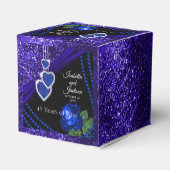 45e Sapphire Blue Glitter en Roos Jubileum Bedankdoosjes (Achterkant)