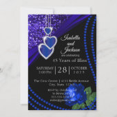 45e Sapphire Blue Glitter en Roos Jubileum Kaart (Voorkant)