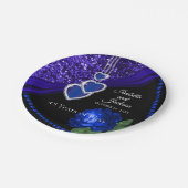 45e Sapphire Blue Glitter en Roos Jubileum Papieren Bordje (Gekanteld)