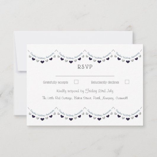 45e sapphire bruiloft huwelijksbunting RSVP kaartje (Achterkant)