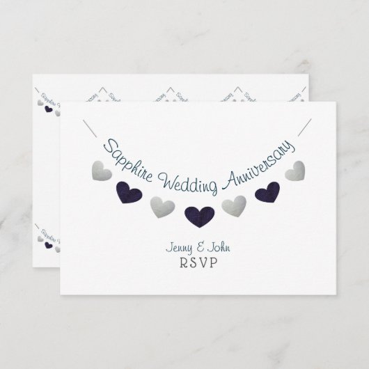 45e sapphire bruiloft huwelijksbunting RSVP kaartje (Voorkant / Achterkant)