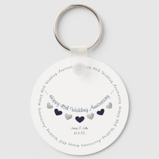 45e sapphire bruiloft huwelijksbunting sleutelhanger (Voorkant)