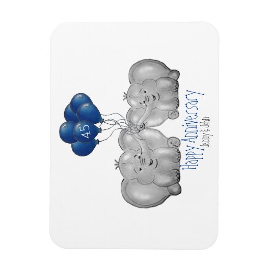 45e sapphire bruiloft - olifant magneet (Verticaal)