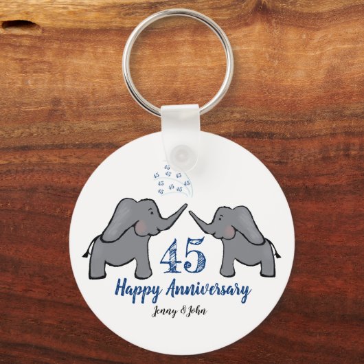 45e sapphire bruiloft - olifant sleutelhanger (Voorkant)