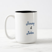 45e sapphire bruiloft pinguïn tweekleurige koffiemok (Links)