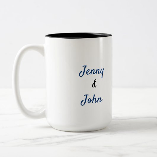 45e sapphire bruiloft pinguïn tweekleurige koffiemok (Links)