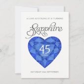 45e Sapphire bruiloft sterke hartslag waterverf bl Kaart (Voorkant)