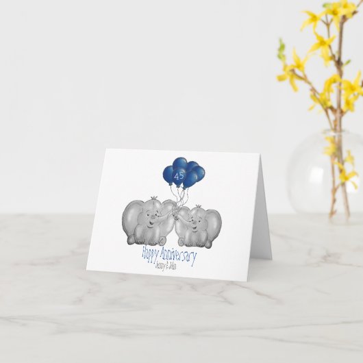 45e Sapphire bruiloft verjaardag olifant kaart (Gele Bloem)