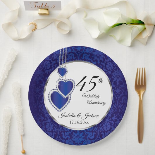 45e Sapphire Jubileum Keepomwille Design Papieren Bordje (Huwelijk)
