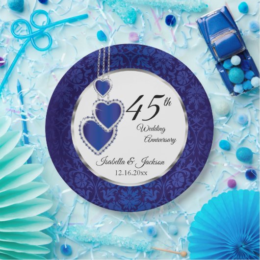 45e Sapphire Jubileum Keepomwille Design Papieren Bordje (Feest)