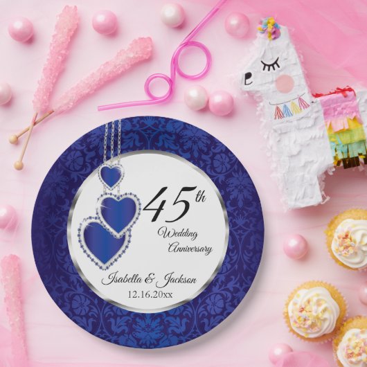 45e Sapphire Jubileum Keepomwille Design Papieren Bordje (Feest)