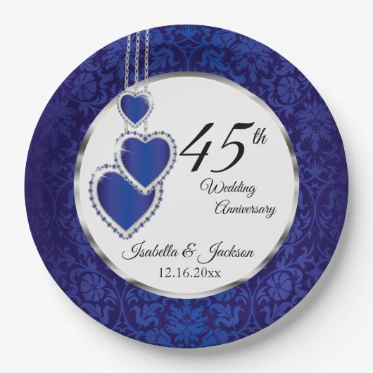 45e Sapphire Jubileum Keepomwille Design Papieren Bordje (Voorkant)