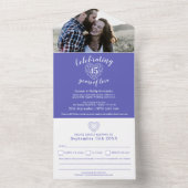 45e Sapphire trouwdag RSVP foto blauw All In One Uitnodiging (Binnen)