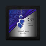 45e Sapphire Wedding Jubileum Design 2 Cadeaudoosje<br><div class="desc">45th of 65th Sapphire Wedding Jubileum Design Gift Box. ✔ OPMERKING: WIJZIG ALLEEN DE BENODIGDE SJABLOON GEBIEDEN! 😀 Indien nodig, kunt u de tekst verwijderen en beginnen met het opnieuw toevoegen van elke gewenste tekst en lettertype. 📌Als u meer aanpassingen nodig hebt, klikt u op de knop "Klik om verder...</div>