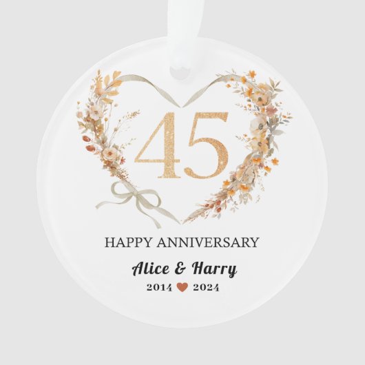 45e Sapphire Wedding Jubileum Keepslag Ornament (voorkant)